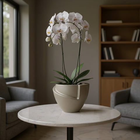 Macetero Curitiba Ø17cm H19cm Polietileno Alta Densidad, incluye plato, sin planta
