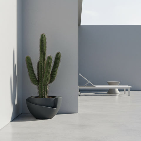 Macetero Curitiba Ø27cm H24cm Polietileno Alta Densidad, incluye plato, sin planta