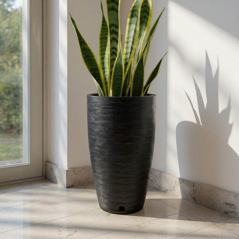 Macetero Amsterdam Ø35cm H65cm Polietileno Alta Densidad, incluye plato, sin planta