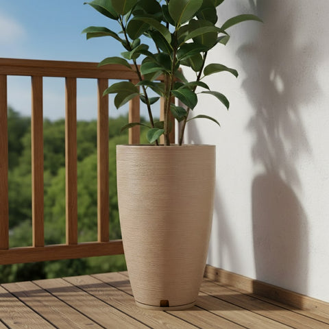 Macetero Amsterdam Ø35cm H65cm Polietileno Alta Densidad, incluye plato, sin planta