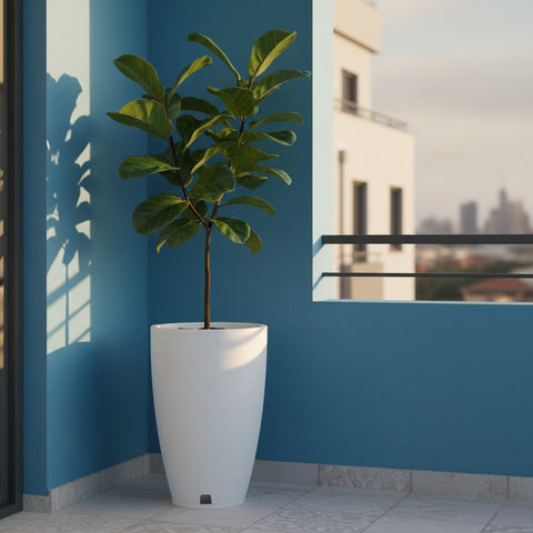 Macetero Amsterdam Ø35cm H65cm Polietileno Alta Densidad, incluye plato, sin planta