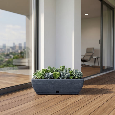 Macetero Amsterdam 48x16cm H16cm Polietileno Alta Densidad, incluye plato, sin planta