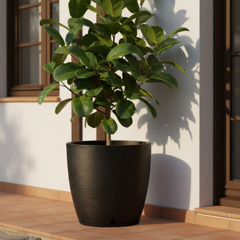 Macetero Amsterdam Ø49cm H55cm Polietileno Alta Densidad, incluye plato, sin planta