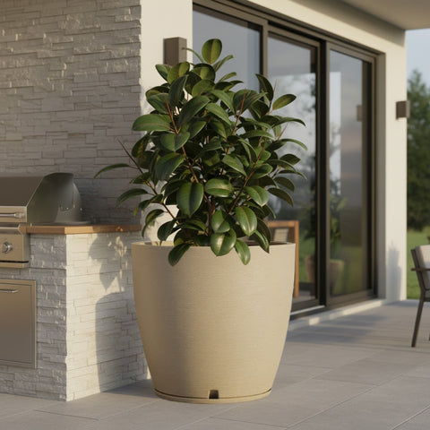 Macetero Amsterdam Ø69cm H70cm Polietileno Alta Densidad, incluye plato, sin planta