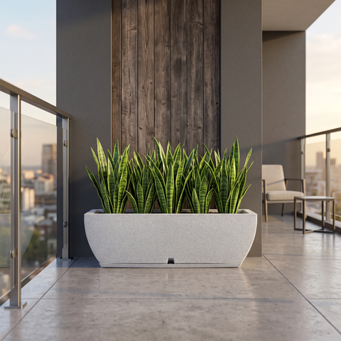 Macetero Amsterdam 75x26cm H25cm Polietileno Alta Densidad, incluye plato, sin planta