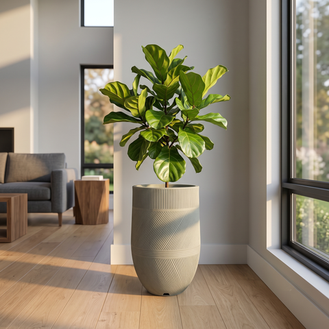 Macetero Argos 36cm H71cm Polietileno Alta Densidad, incluye plato, sin planta