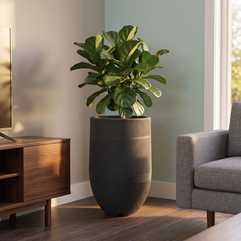 Macetero Argos 36cm H71cm Polietileno Alta Densidad, incluye plato, sin planta