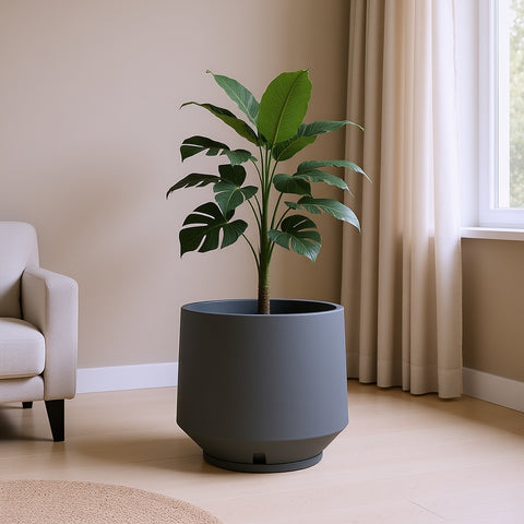 Macetero Berlim Ø39cm H41cm Polietileno Alta Densidad, incluye plato, sin planta