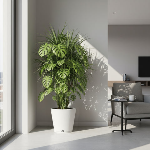 Macetero Genebra Ø34cm H35cm Polietileno Alta Densidad, incluye plato, sin planta