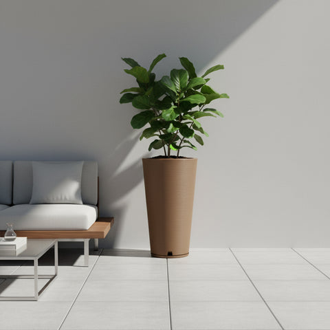 Macetero Genebra Ø40cm H80cm Polietileno Alta Densidad, incluye plato, sin planta