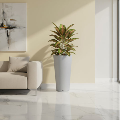 Macetero Genebra Ø40cm H80cm Polietileno Alta Densidad, incluye plato, sin planta