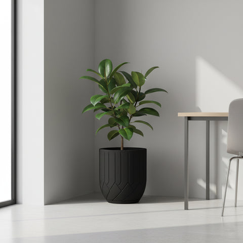 Macetero Valencia Ø26cm H35cm Polietileno Alta Densidad, incluye plato, sin planta