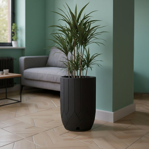 Macetero Valencia Ø34cm H55cm Polietileno Alta Densidad, incluye plato, sin planta