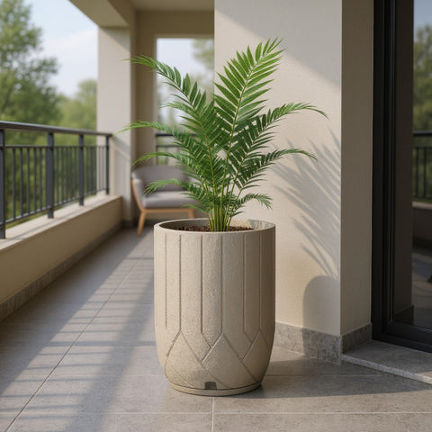 Macetero Valencia Ø34cm H55cm Polietileno Alta Densidad, incluye plato, sin planta