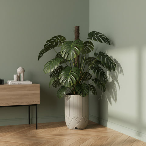 Macetero Valencia Ø34cm H55cm Polietileno Alta Densidad, incluye plato, sin planta
