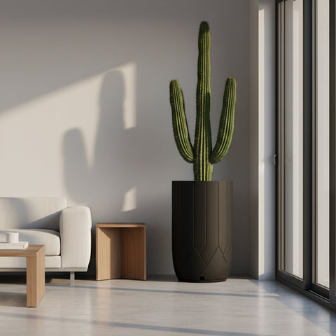 Macetero Valencia Ø41cm H75cm Polietileno Alta Densidad, incluye plato, sin planta