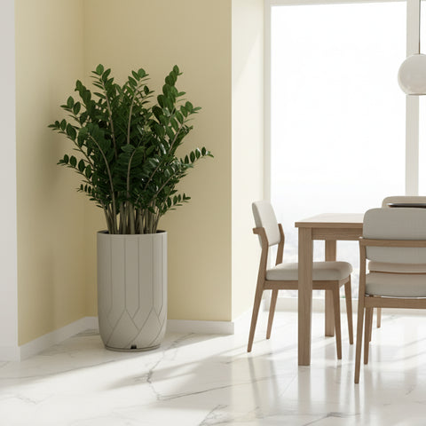 Macetero Valencia Ø41cm H75cm Polietileno Alta Densidad, incluye plato, sin planta
