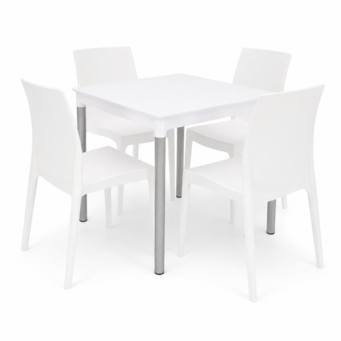 - Set 4:     Mesa Diana Blanca con Silla Alice Blanca Mate