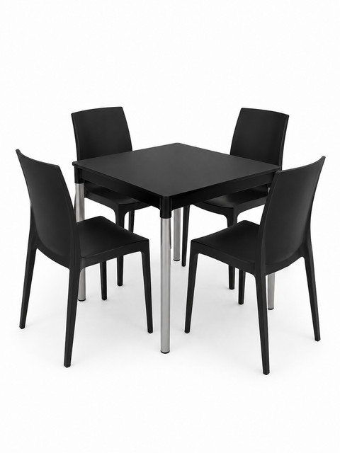 - Set 1:     Mesa Diana Negra con Silla Alice Negra Mate