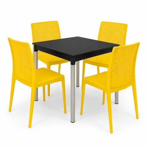 - Set 2:     Mesa Diana Negra con Silla Isabelle Amarilla