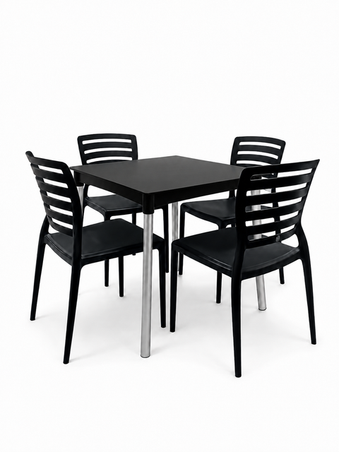 - Set 3:     Mesa Diana Negra con Silla Sofia Negra Respaldar Horizontal